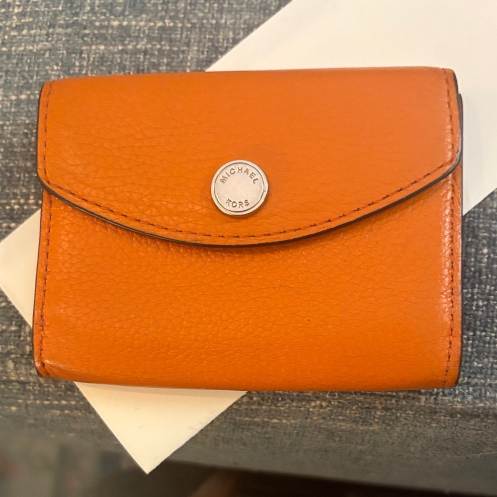 Michael Kors Tangerine Leather Card Wallet